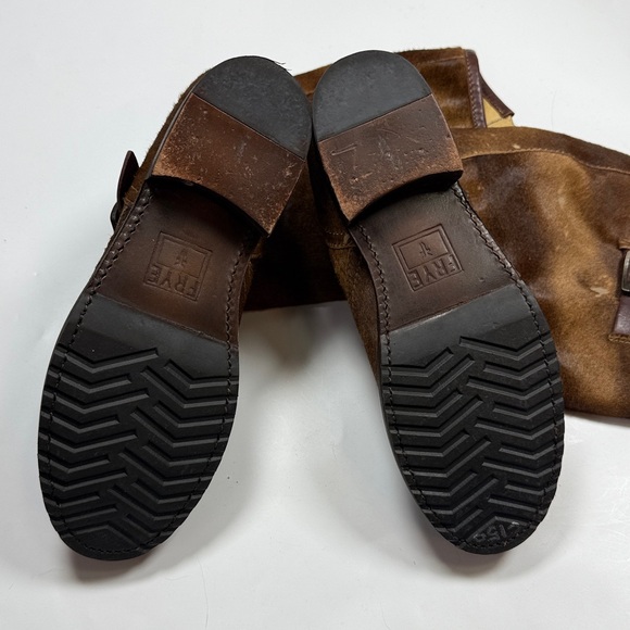 Frye Veronica Brown Calf Hair Leather Slouch Tall Boots S-484 Sz 7.5 - Picture 7 of 10